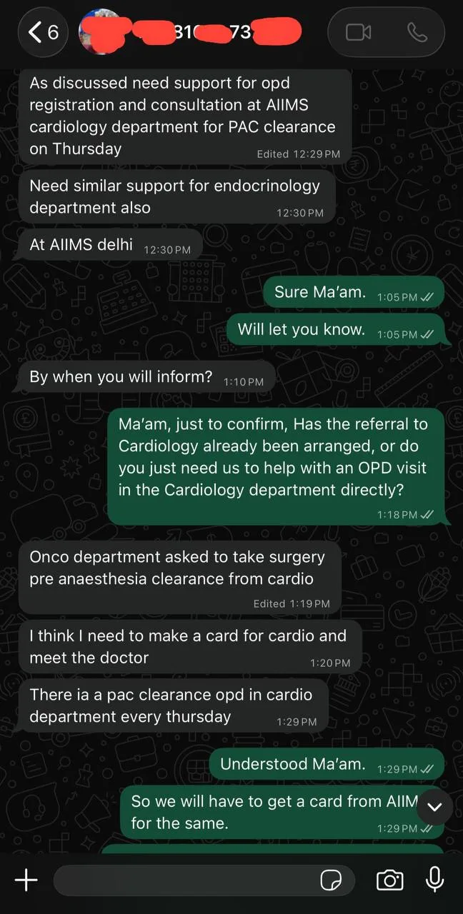 AIIMS OPD queue booking chat