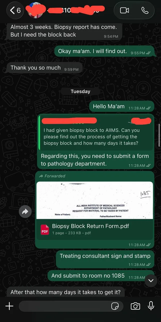 Tissue block collection coordination